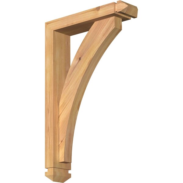 Ekena Millwork Thorton Arts and Crafts Smooth Bracket w/ Offset Brace, Western Red Cedar, 3 1/2"W x 14"D x 22"H BKT0402X14X22THR03SWR - main